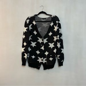DEX star print knit sweater cardigan